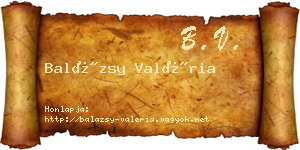 Balázsy Valéria névjegykártya